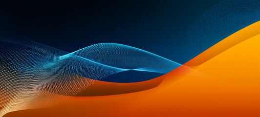Poster - abstract fluid waves in blue and orange tones - modern digital art background, abstract colorful sha