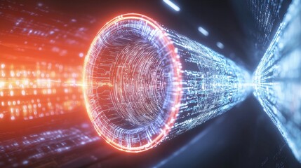 Leinwandbilder - Exploring futuristic technology concepts high-speed data transmission in a sci-fi environment digital art perspective