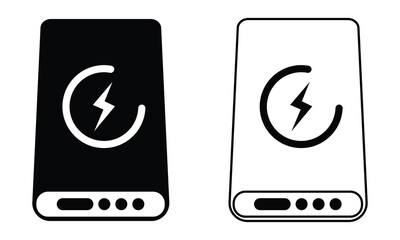 Fototapete - Power bank icon set. Modern smartphone charging power bank icon isolated on white background. Stylist power fill and outline vector symbol website graphic design. Energy saving bank vector symbol.