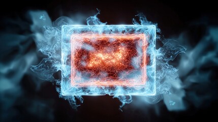 Poster - dynamic energy burst abstract digital space graphic design futuristic environment close-up view visu