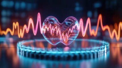 Poster - Heartbeat visualization digital art medical technology creative environment close-up view concept of life and health