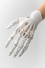 Poster - Robotic hand showcasing advanced technology for enhancing human capabilities through artificial intelligence in everyday tasks