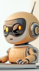 Poster - Everyday tasks being assisted by a friendly robot in a cozy workspace at home