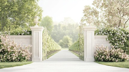 Wall Mural - serene garden path with ornate gates