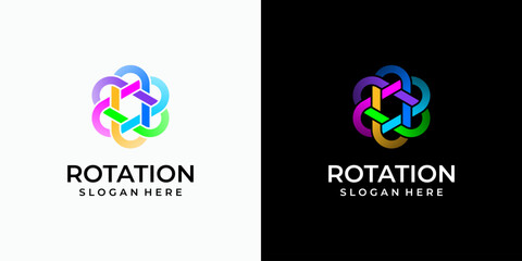 Poster - colorful hexagon rotation vector logo design with modern, simple, clean and abstract style. icon for