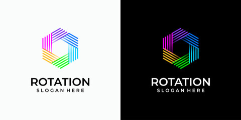 Poster - colorful hexagon propeller vector logo design with modern, simple, clean and abstract style. icon fo