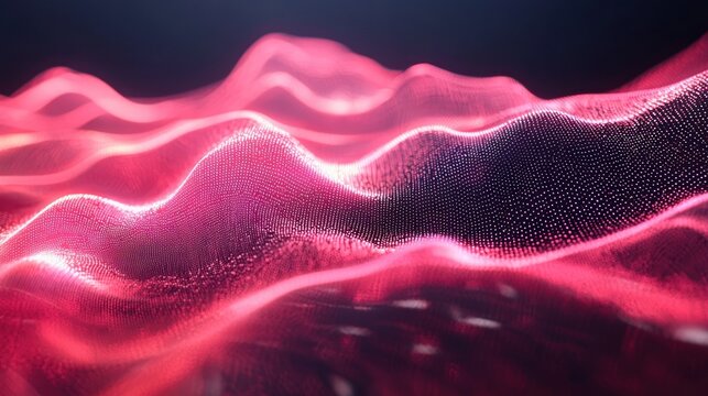 Abstract Crimson Waveform: Digital Art