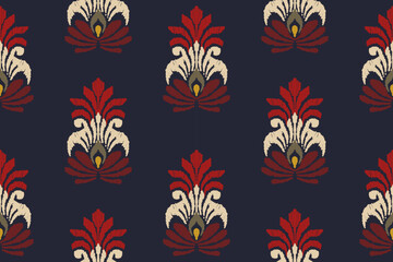 ikat floral paisley embroidery on black background.geometric ethnic oriental pattern traditional.azt