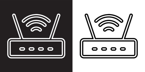 Poster - Wi Fi icon vector. Wireless sign symbol in trendy flat style. Wifi vector icon illustration isolated on black and white background