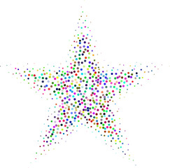 Wall Mural - abstract colorful stipple gradient halftone star, dotted textures of holographic color. geometric no