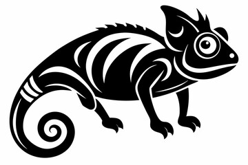  chameleon silhouette line art vector illustration