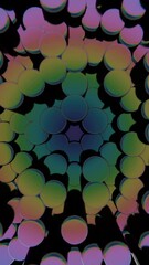 Aufkleber - Vibrant pink and blue discs arranged in a dynamic 3D pattern, forming a modern geometric composition with layered color transitions and a playful aesthetic.