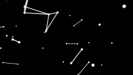 Aufkleber - Delicate lines and nodes form an abstract floating network on a white background, blending illusions and technology in a minimal, futuristic design.