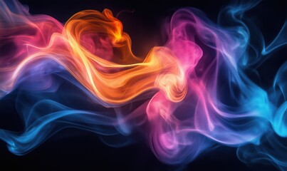 Poster - Colorful abstract smoke patterns swirling in vibrant hues of orange, pink, and blue