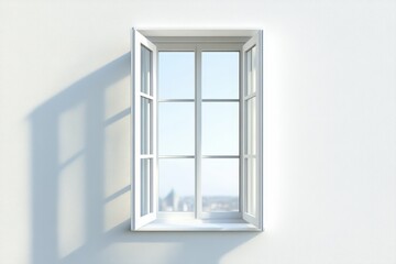 Poster - White open window interior view realistic rendering