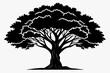 © kanchanrani - teak tree silhouette line art vector illustration