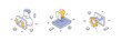 © provectors - Three isometric line icons represent essential business solutions. Data analysis, innovative ideas, process improvement. Vector illustration