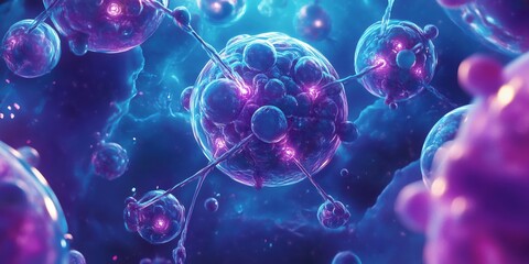 Poster - Colorful abstract representation of molecular structures in a cosmic environment