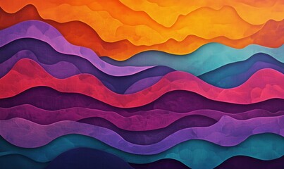 Poster - Colorful abstract waves in vibrant hues of orange, purple, and teal