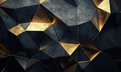Poster - Geometric abstract wall design with metallic textures and golden highlights
