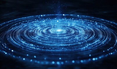 Poster - glowing blue circular light patterns creating mesmerizing cosmic effect