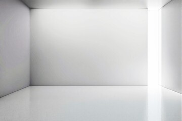 Poster - Minimalist white room with bright light illuminating from the corner.