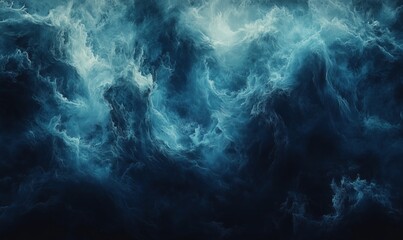 Poster - Dramatic Blue Ocean Waves with Swirling Patterns and Textures