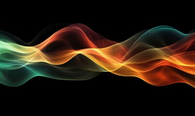 Poster - colorful abstract wave patterns with smooth flowing lines on black background