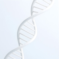 rotating white dna model on light blue background represents genetic engineering, cloning and gene e