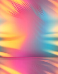 Poster - Colorful gradient studio backdrop with empty space for your content, tropical leaf shadow