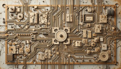 Aufkleber - Circuit board featuring an integrated clock component demonstrating timekeeping functionality in electronic design
