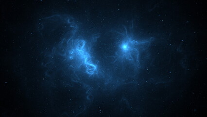 Wall Mural - captivating nebula glows in vibrant blue hues within the dark expanse of outer space. scattered star