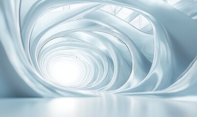 Poster - Abstract futuristic tunnel design with smooth curves and bright light at the end