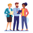 © MDSAZIB - three-diverse-business-partners-standing-and-discus vector image on white background
