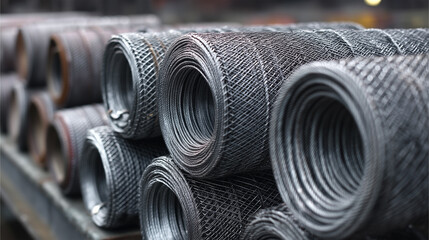 A stack of metal wire is on a shelf