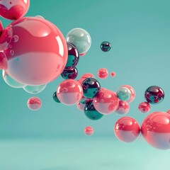 Poster - Colorful Floating Spheres in a Minimalist Abstract Environment