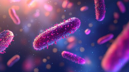 Poster - Vibrant Close-up of Colorful Bacteria in a Microbial Environment
