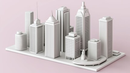 Poster - Modern Architectural Model of Urban Skyline in Minimalist Design