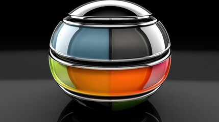 Poster - Colorful Glossy Sphere with Reflection on a Dark Background