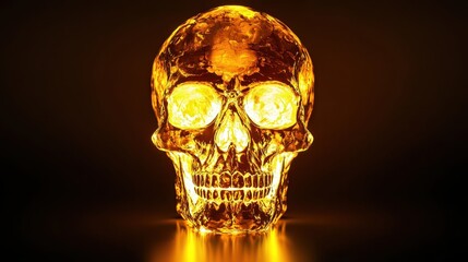 Poster - Glowing Crystal Skull on Dark Background with Illuminated Effects