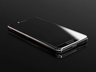 Poster - Modern smartphone on dark reflective surface with sleek design