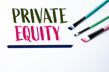 Canvas Print - Private Equity. Text and paint brush on white background