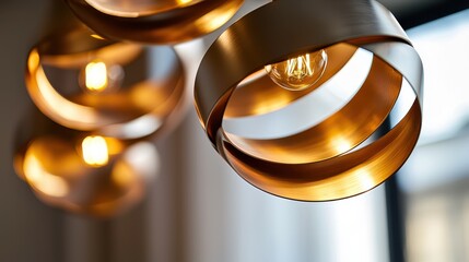 Poster - Elegant Modern Hanging Light Fixtures with Golden Finish and Bulbs