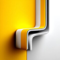 Poster - Modern Abstract: Yellow, White, and Layered Forms Creating a Dynamic Visual