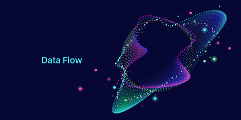 Poster - Illustration of abstract stream. Artificial intelligence. Big data, technology, AI, data transfer, data flow, large language model, generative AI	