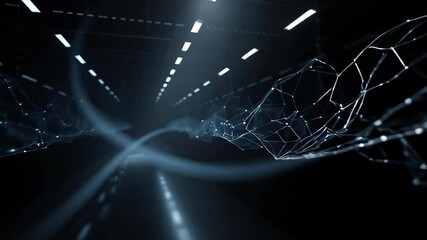 Poster - Futuristic blue digital network concept with abstract light energy design