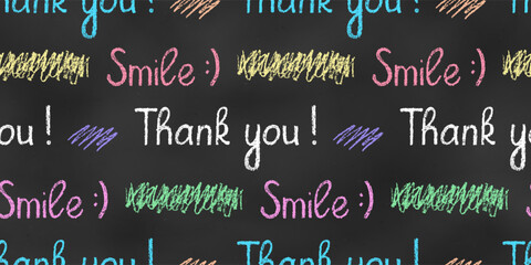 Wall Mural - Seamless Grunge Pattern of Chalk Drawn Sketches Colorful Words 