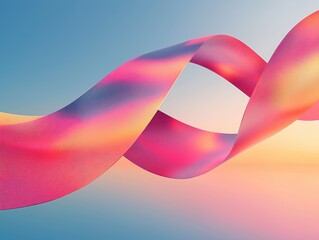 Poster - Elegant flowing ribbon with vibrant colors against a serene background
