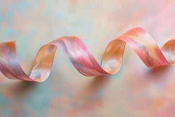 Poster - Elegant Flowing Ribbon Against a Soft Pastel Background