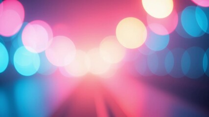 Fototapete - Blur neon glow. Color light overlay. Fluorescent radiance. Defocused vibrant pink blue soft flecks texture on dark art empty space background